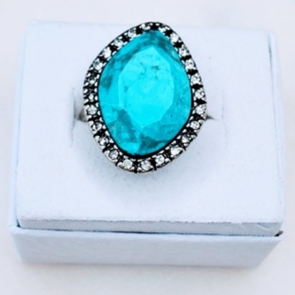 Turquoise Color Stone Statement Ring